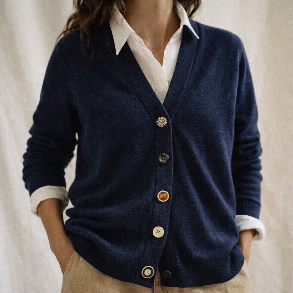 Maliparmi Colours of the‎ World Cardigan - S Navy Wool Cashmere